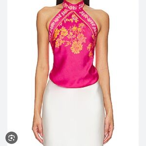 Free People Pink Floral Halter Top Bodysuit new with tags